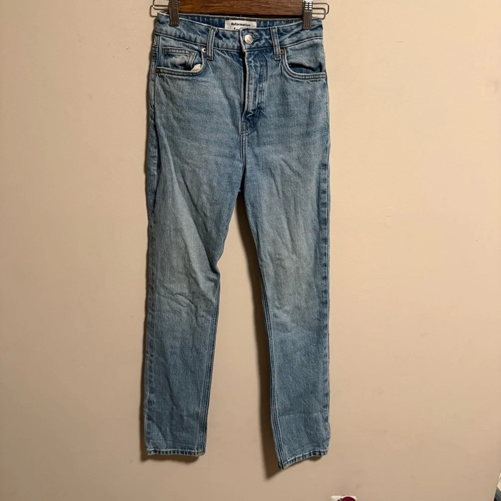 Reformation Liza Ultra High Rise Slim Straight Jeans in Malta- Size 25